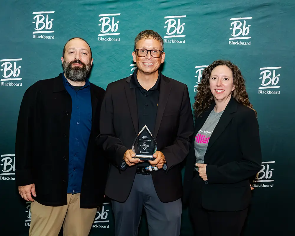 Representatives from Sam Houston State University accepting their Catalyst Award at Building Blackboard Together